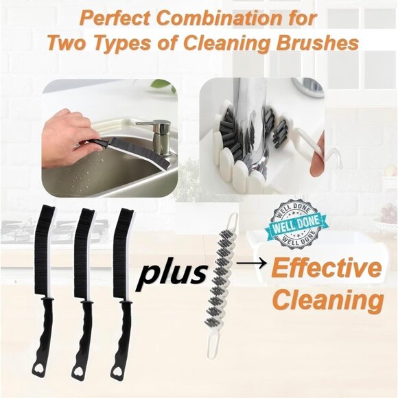 Multi-Use Household Kitchen Bathroom Curved & Faucet Cleaning Brushes Set - Picture 2 of 6
